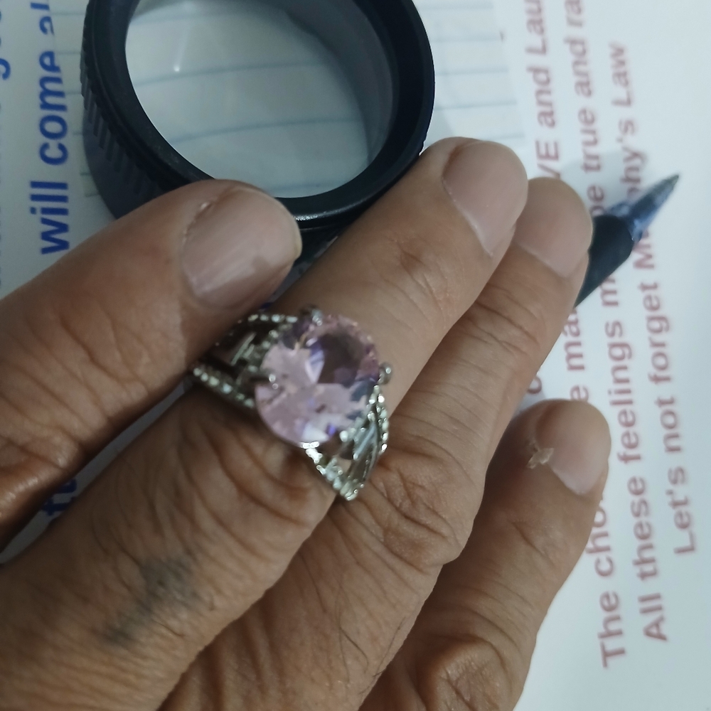 Source Unknown Silver Ring with Pink Gemstone